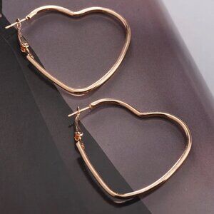 18k Gold Plated Heart Hoop Earrings